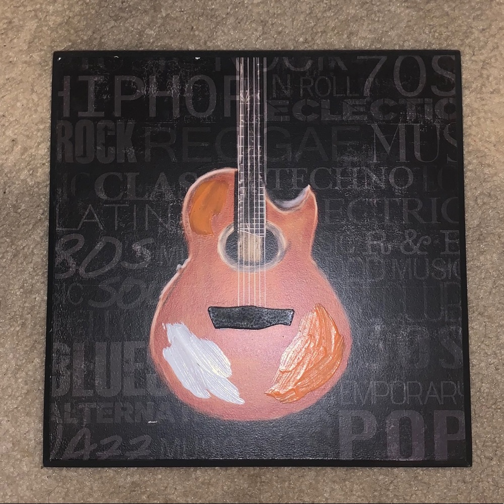 Guitar Wall Decor Plaque Sign Distressed Design